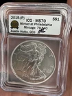Rare!  Low US MINT 2015 (P)American Silver Eagle 1 oz ICG MS70 Certified Coin