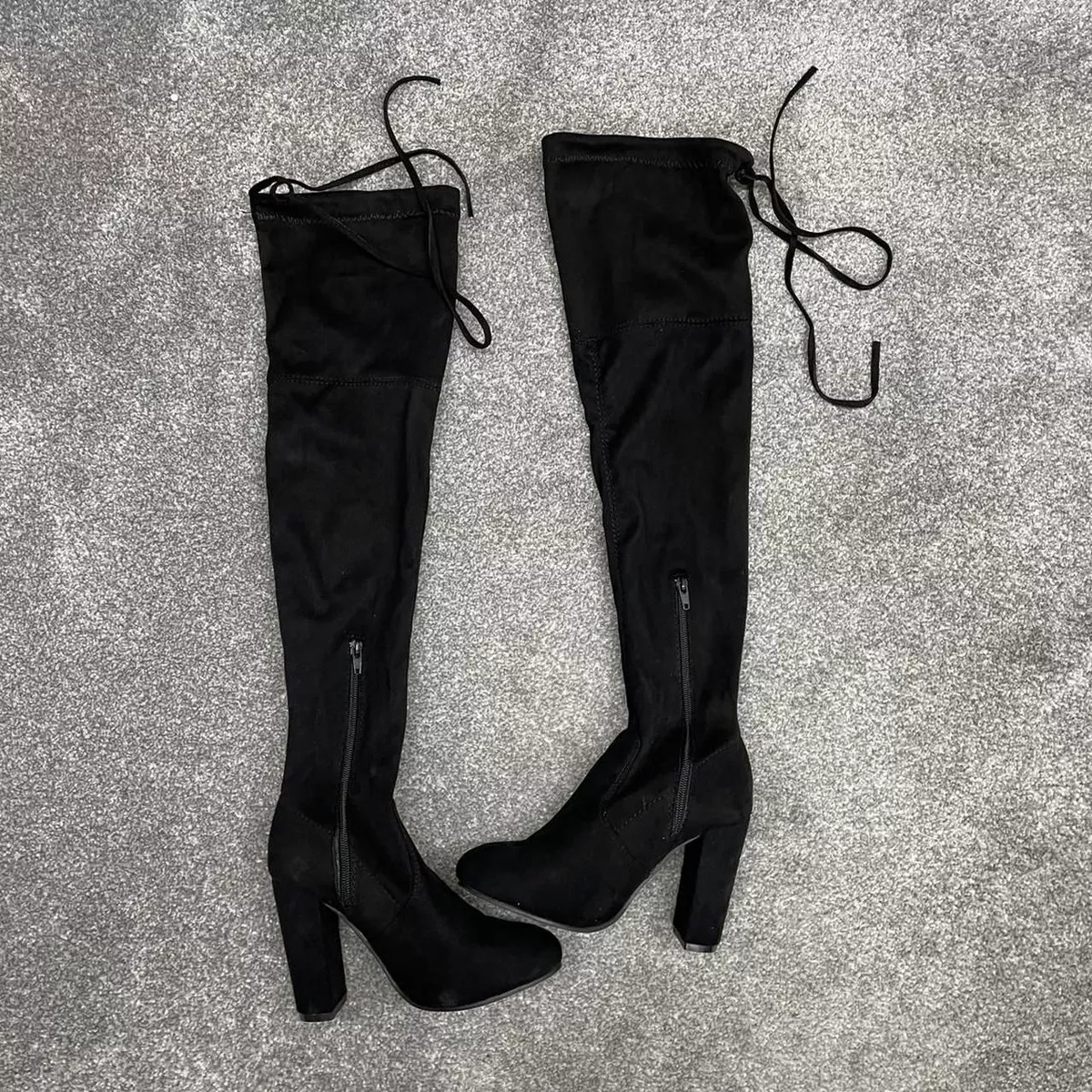 Black suede clearance boots no heel