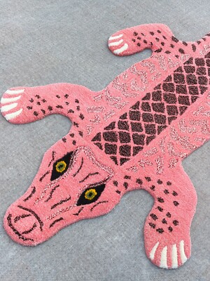 Crocodile Rugs Handmade 100% Woolen Hand Tufted For Home Decoration
