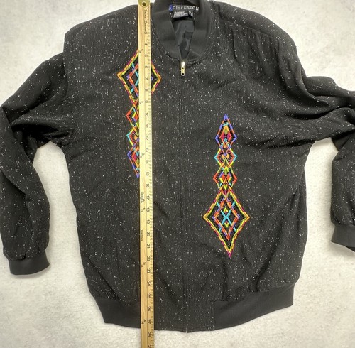 Vintage IB Diffusion Womens Size 8 Jacket Zip Embroider Beaded 80s 90s Black - Picture 6 of 8