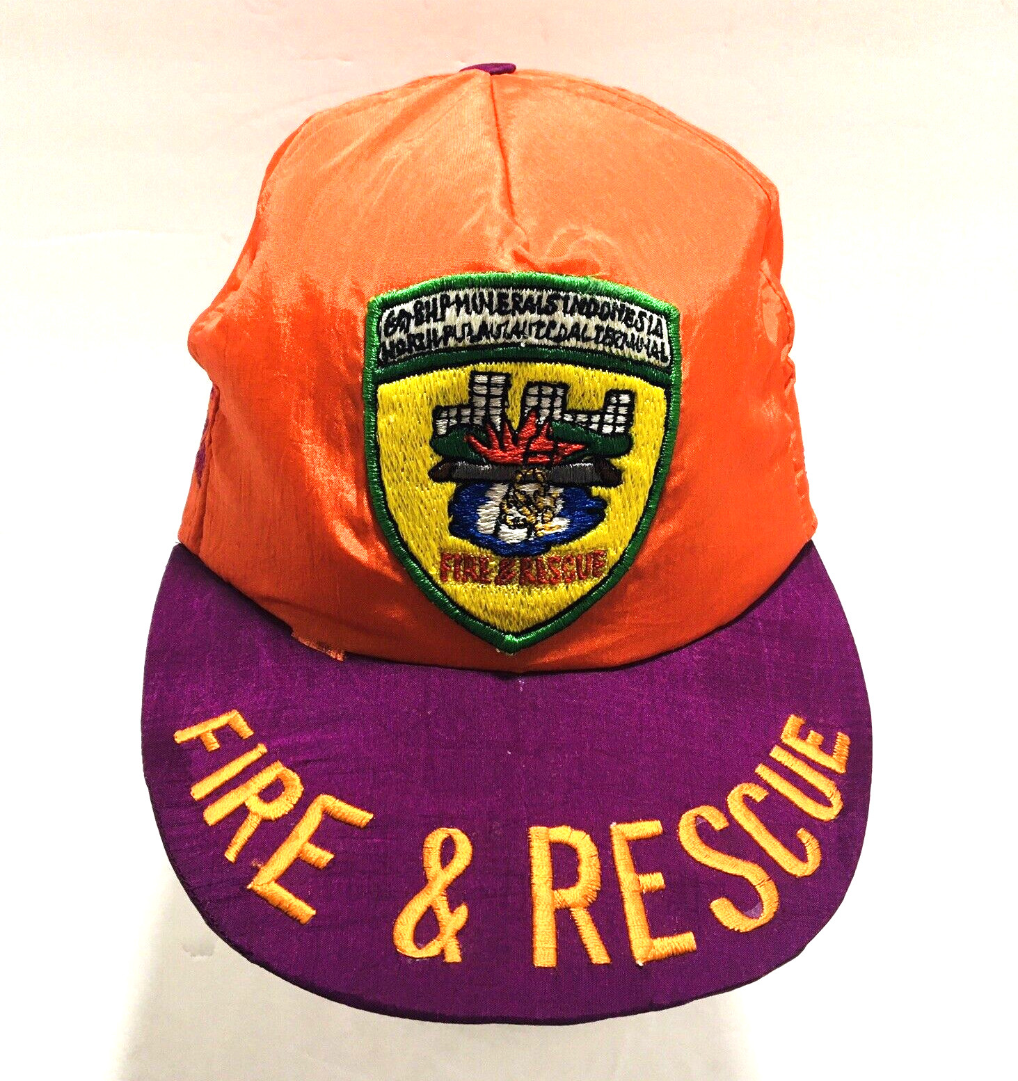 Vintage Fire Rescue Patch Hat Snapback Baseball C… - image 1