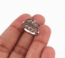 Pave Diamond Leaf Shape Ring 925 Silver Diamond Ring For Anniversary Gift