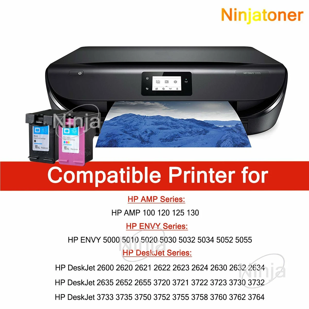 1PK 65XL 65 XL Black Ink Cartridge for HP ENVY 5000 5052 5055 DeskJet 2600 2652