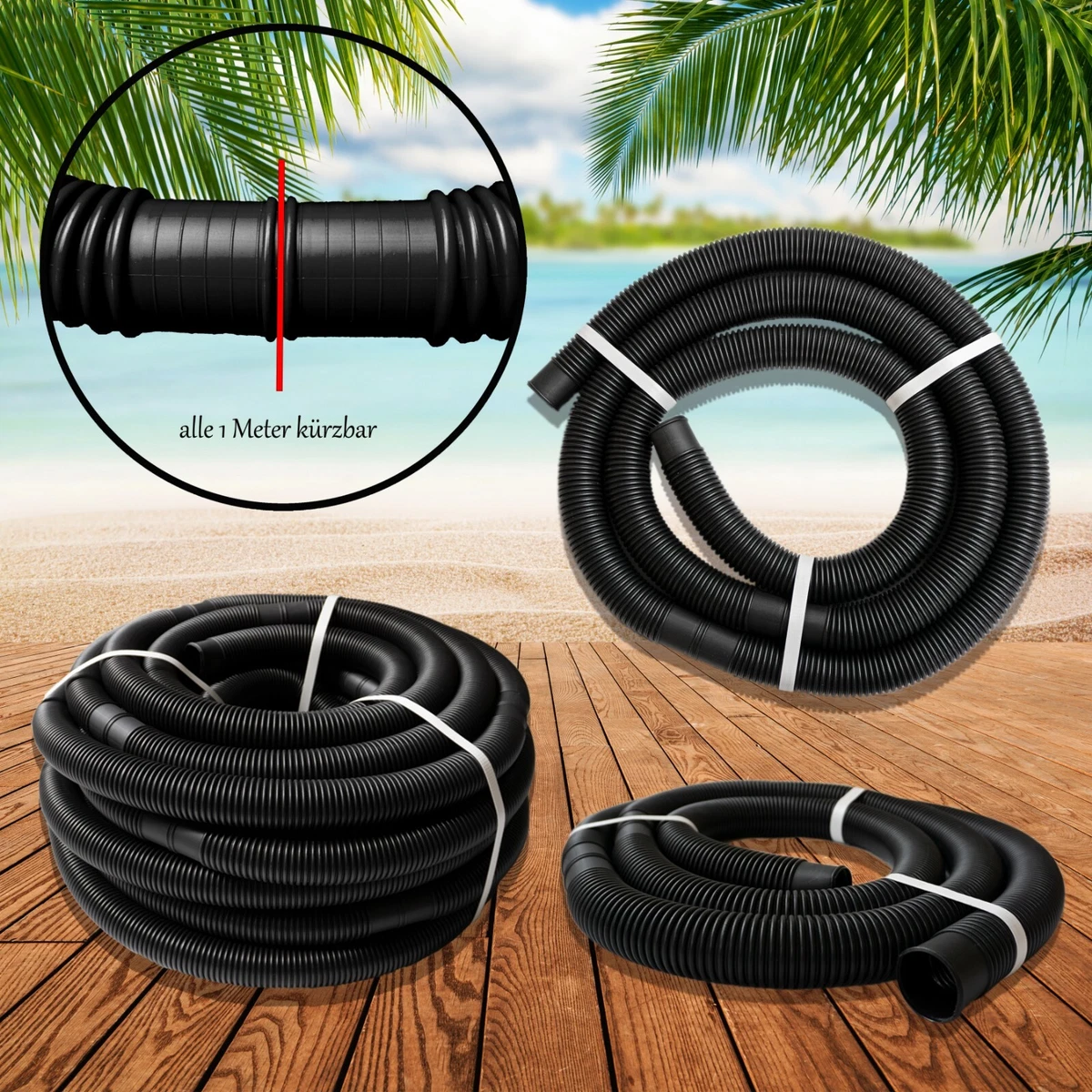 well2wellness Tuyau Bleu de Piscine 32mm - Tuyau de Bassin 8 mètres