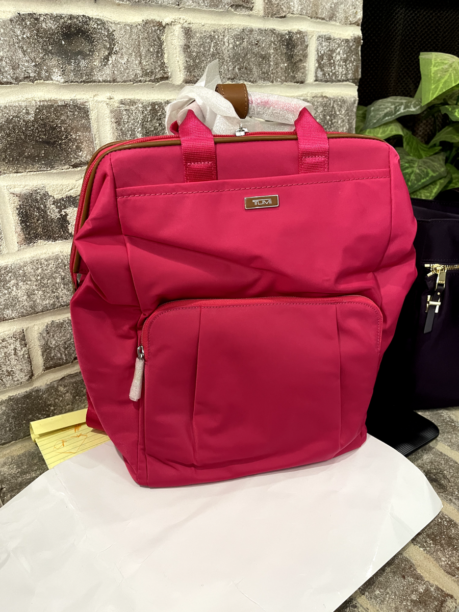 New Tumi Voyageur FRAMED Polyester Laptop Backpack -Pink #27 Video Included