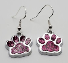 Red Puppy Paw fishhook earrings