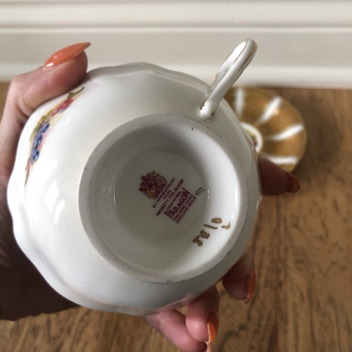 Tazza e piattino vintage Paragon frutta frutteto oro pesante bocca larga tazza da tè - Foto 6 di 15