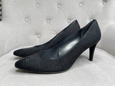 Stuart Weitzman Textured Saffiano Leather Black Heels Slip On Pump Size 10