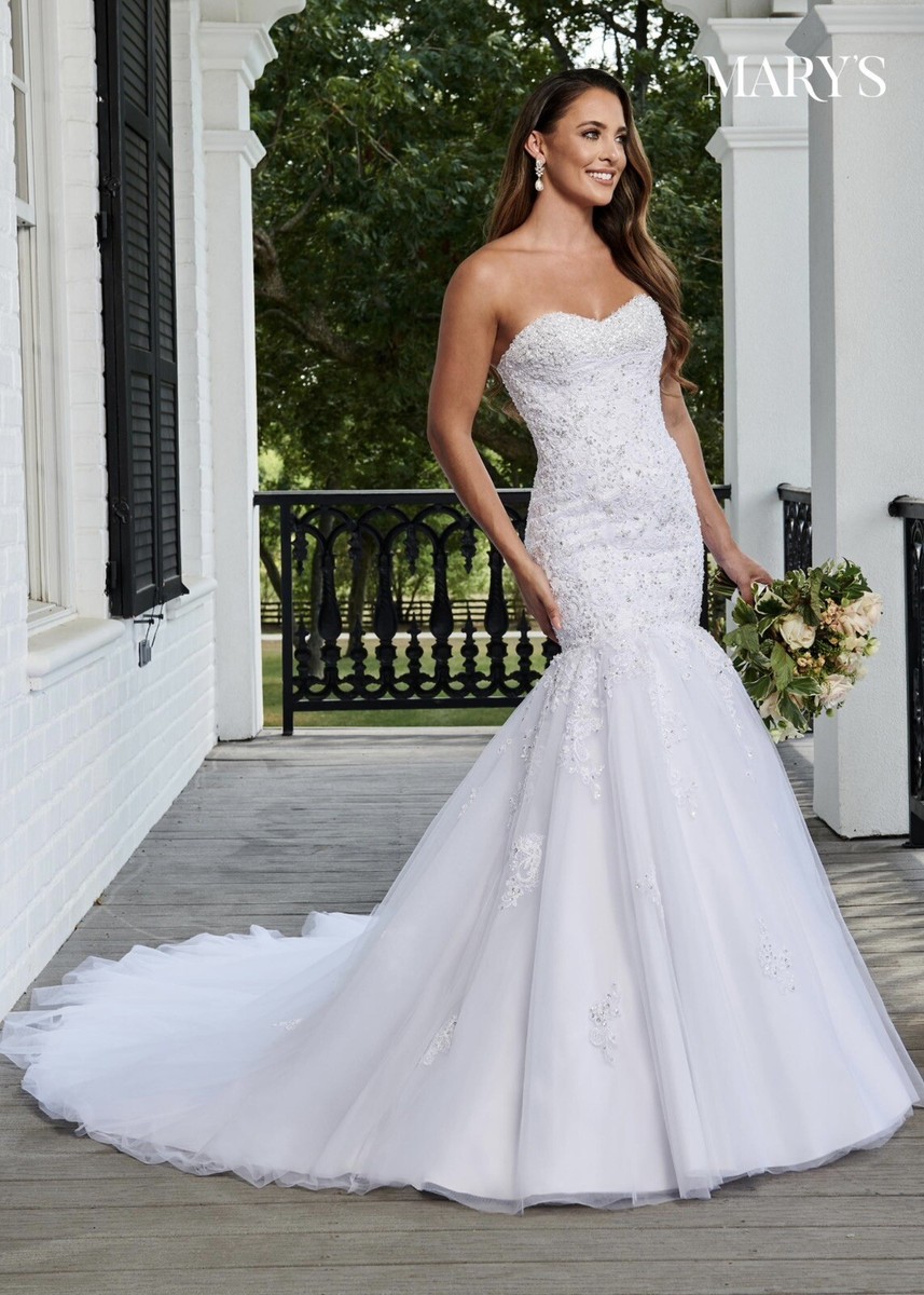 open lace back dress Long Sleeve Bridal Gown by Mary's Bridal MB3079 2 / White/White