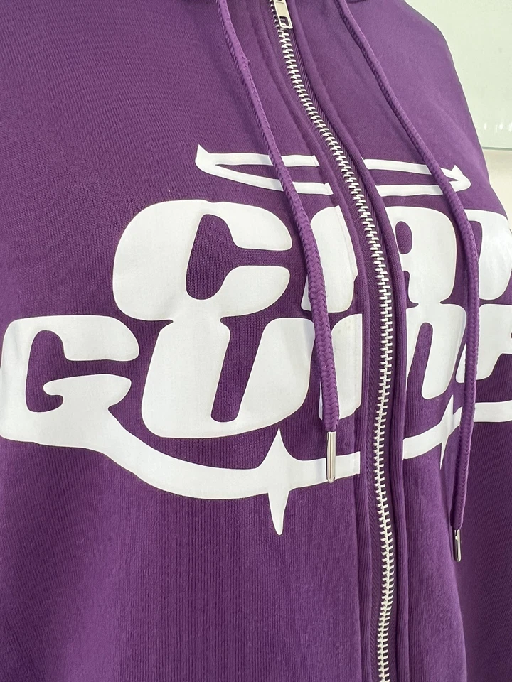 Sudadera con Capucha Estilo Americano Estampado de Letras Púrpura Mujer Y2K Cremallera Talla L Foto 4 de 4