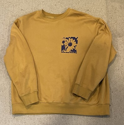 H&M Grow Your Own Way Sweater Crewneck XXL New With Tags Yellow Mens Rare