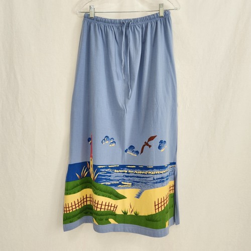 Vintage KAKTUS Fairy Artsy Blue Printed Novelty Set of Two T-Shirt/Skirt Size L. - Picture 5 of 18