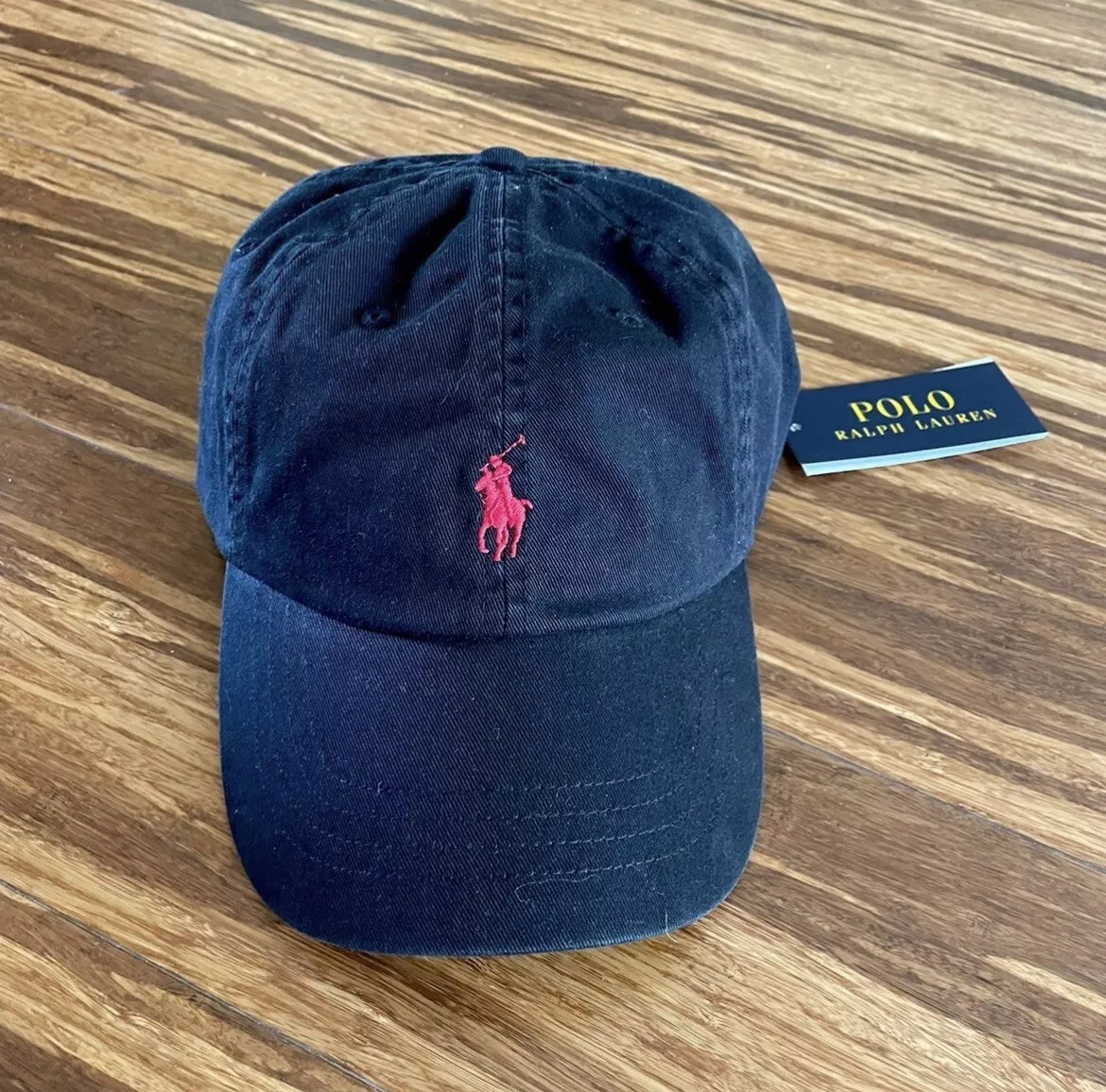 Polo Ralph Lauren Classic Cotton Chino Sports Cap Hat Black Red