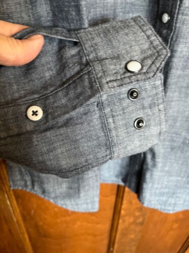 Camicia donna grande Stio nuova con etichetta blu Ashton Chambray western snap rodeo nuova cotone - Foto 3 di 10