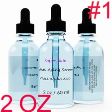 100% Pure HYALURONIC ACID SERUM Anti-Aging-Plumps Wrinkles-Intense Hydration-2oz