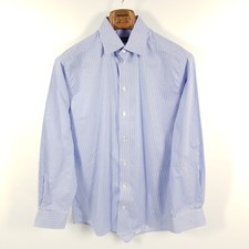 Eton shirt men's size 40 15 3/4 blue white striped regular business shirt