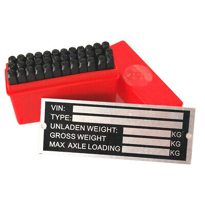 Trailer Blank VIN & Weight Chassis Plate with Number & Letter Stamp Punch Set