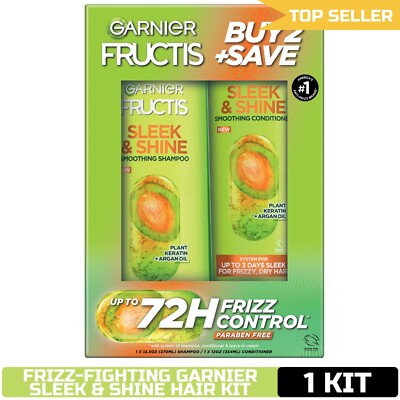 Garnier Fructis Sleek & Shine Shampoo and Conditioner for Frizzy Dry Hair, 1 kit