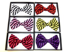 New Tuxedo Wedding Adjustable Strap PreTied Bow Tie Black Stripe US SELLER