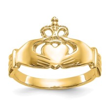 10K Yellow Gold Polished Claddagh Ring Size 7 Gift for Women 2.17gm