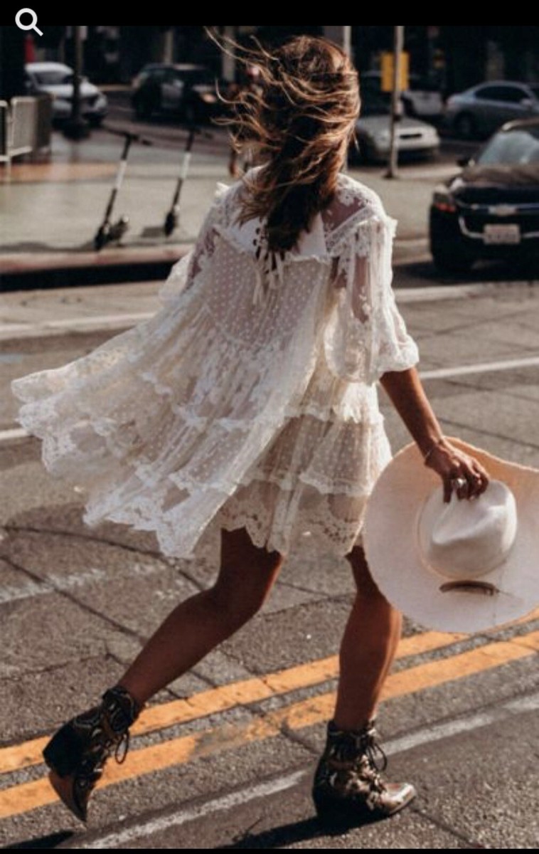ワンピース Spell Gypsy Dawn lace play dress Spell & The Gypsy Dawn Lace Gown Cream 193111G05 - Free