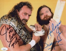 WWE- Hacksaw Jim Duggan & Jake the Snake Roberts signed 8x10 photo JSA COA