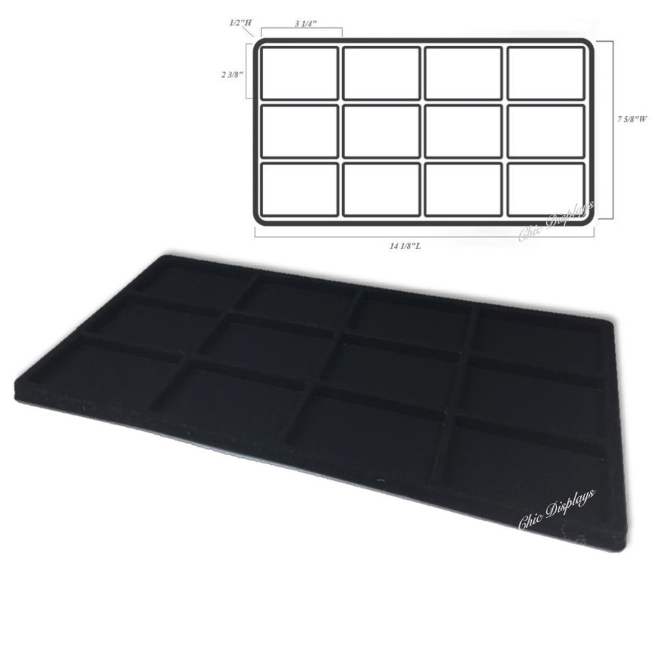 7pc Jewelry Display Trays Black Jewelry Trays Lot 7 Trays Jewelry Liner