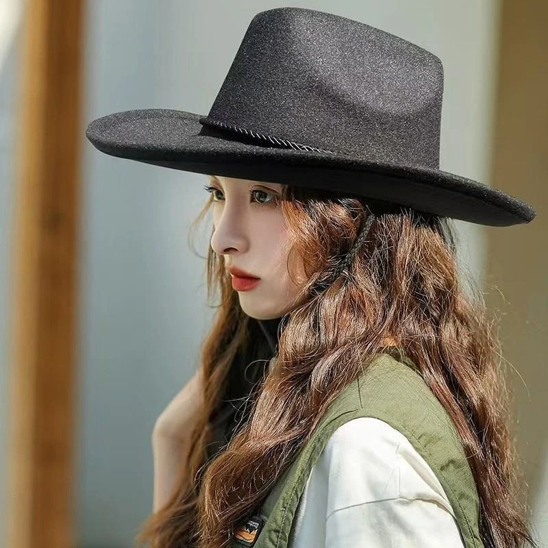 Sombrero Fedora de Fieltro de Lana Estilo Vaquero Occidental Unisex Moda Gorra Diseño Clásico Foto 3 de 4