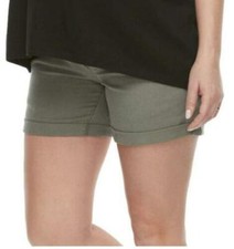 A:GLOW MATERNITY NWT New Size 10 Army Green FULL PANEL Stretch Cotton Shorts