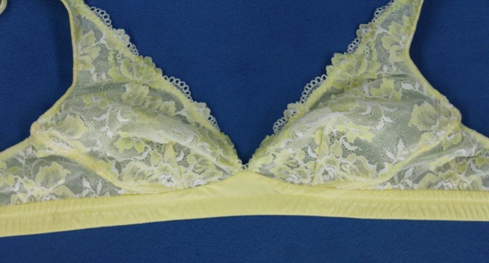 Sutiã Cosabella sem fio sem forro amarelo renda bralette tamanho pequeno #H7726 - Imagem 2 de 4