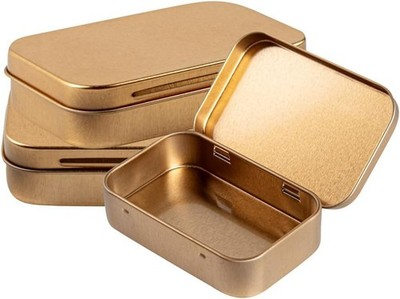 -RW Base 4.5 Ounce Rectangular Tin Containers 10 Durable Tin Boxes W/ Lids