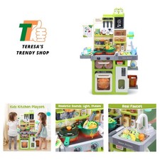 Compact Pretend Kitchen Set for Kids - Realistic Play with Running Water Steam