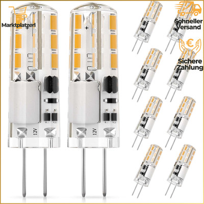 G4 LED Birnen Warmweiß 12V 1,2W ersetzt 10W Halogen 3000K 120lm 10er Pack