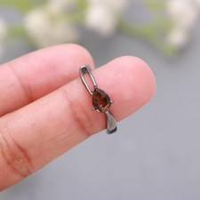 Natural Smoky Quartz Pear Ring Black Oxidized Jewelry Solid Silver Ring