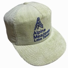 Vintage 1980s Alpine Meadows Resort Lake Tahoe Corduroy Strap Back Hat