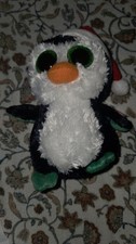 TY IGLOO PENGUIN WEARING RED HAT 9” BEANIE BOOS-NEW W/TAG, RETIRED-LOVES SNOW