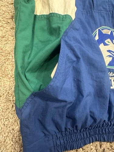 VTG 90s Starter NBA Authentics Timberwolves Half-Zip Pullover Windbreaker 2XL image 9