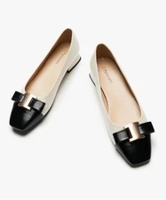 C.Paravano Women's Ballet Flats Shoes Square Toe Flats with Bowknot Size 9