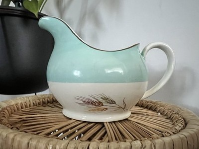 Vintage British Anchor Milchkännchen Weizen Design Aqua Blau 60er England Keramik