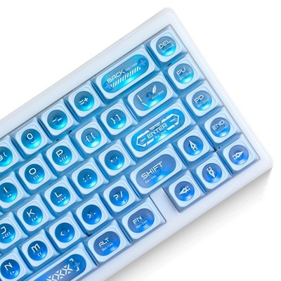 XVX Blue Shine Through Keycaps for Mechanical Keyboards - 136 Keys Blue Trans...