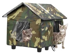 Elevated Insulated Outdoor Cat House Weatherproof - 20"x19"x17" Green