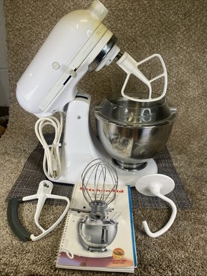 Vtg Kitchen Aid Ultra Power Stand Mixer 300 Watt 10 Speed White  KSM90 Tested