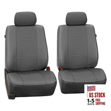 Faux Leather Car Seat Covers for Low Back Seat with Solid Gray Front Set