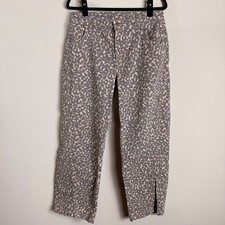 Womens Grey Leopard Print High Rise Cropped Tapered Pants Size Medium