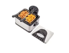 Elite Cuisine 4.5Qt Electric Deep Fryer - Dual Basket - 1700W Stainless Steel