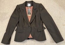NEW TU Ladies Blazer Jacket Dark Brown Size 12 pleated back detail 