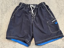 Speedo Swim Trunks Mens Large Blue Cargo Boardshorts Swimwear Surf Beach Lined