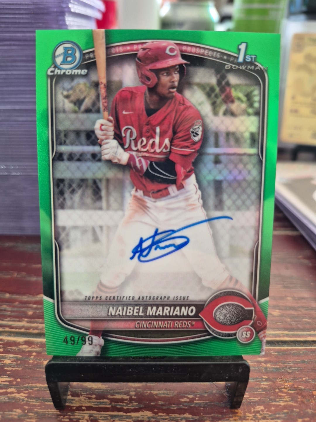 2025 Bowman Chrome Naibel Mariano Auto True Green Refractor 1st Bowman /99