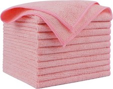 Microfiber Cleaning Cloth Pink 10PK, Microfiber Towels 12 12"  Premium Car