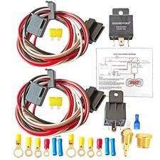 Dual Electric Fan Relay Kit Radiator Electric Cooling Fan Thermostat Kit Temp...